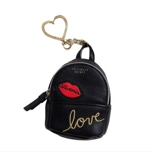 Victoria's Secret Embellished Black Mini Backpack Key Chain Key Fob Bag Charm